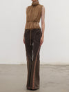 OUDE WAAG High-Neck Shirred Halter Vest OW-OW-25PF-TP03-KQ (YE420 Khaki) (OW-25SS-TP02 OW-25PF-TP03)